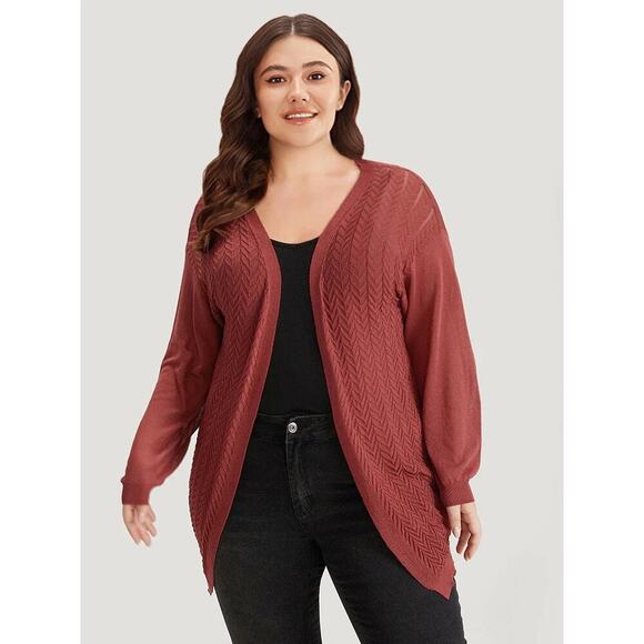 Plus Size 3X 22 24 Russet Rare BloomChic Loose Open Front Cardigan • - Picture 3 of 10